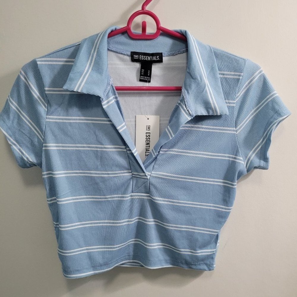 Med SWS Essentials Striped Crop Top